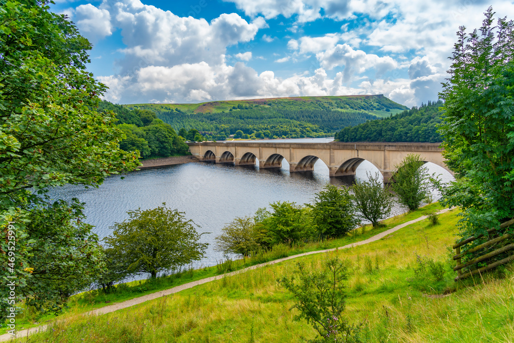 View of Ladybower Reservoir and Baslow Edge in the distance, Peak District, Derbyshire View of Ladybower Reservoir and Baslow Edge in the distance, Peak District, Derbyshire