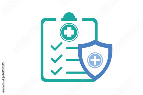 Medical insurance, health care policy, shield with cross on white background for website, application, printing, document, poster design, etc. vector EPS10