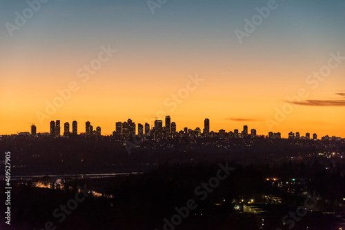 Cityscape on sunset with clear sky background closer to the night