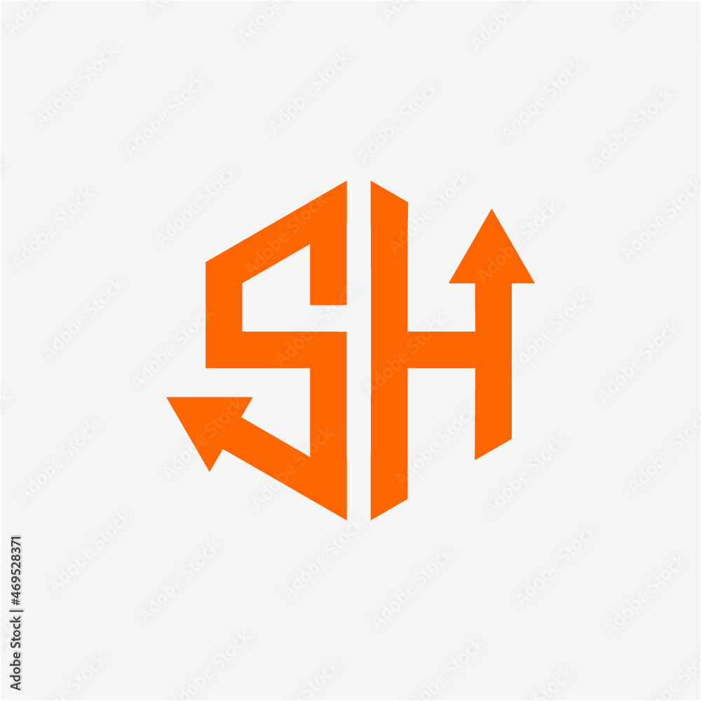 SH initial arrow logo vector image SH initial arrow logo vector image