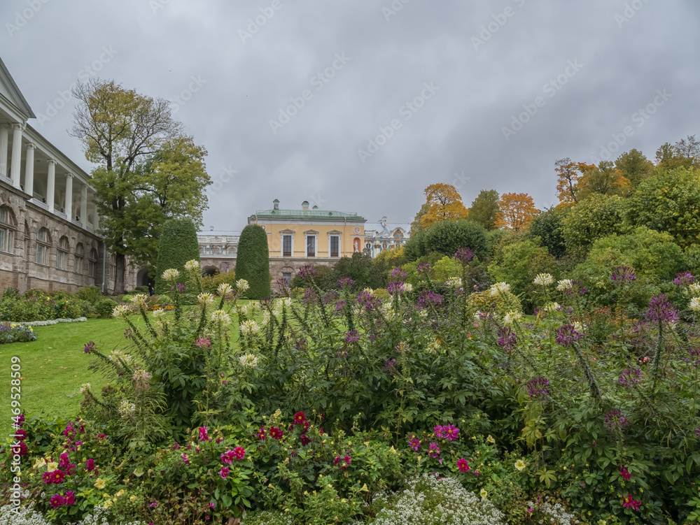 Garden is at the Cameron Gallery in the Catherine Palace. Autumn landscape