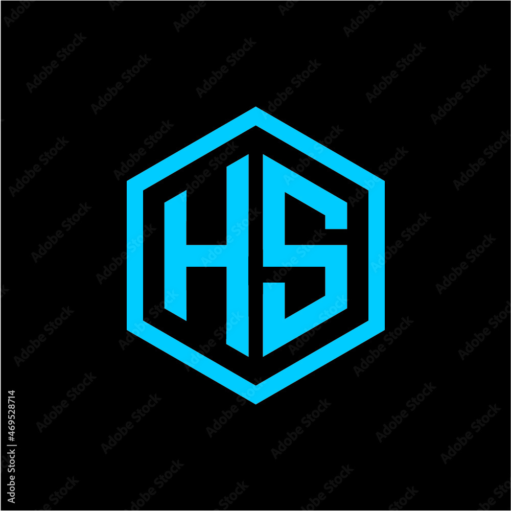 HS initial hexagon badge logo vector image HS initial hexagon badge logo vector image