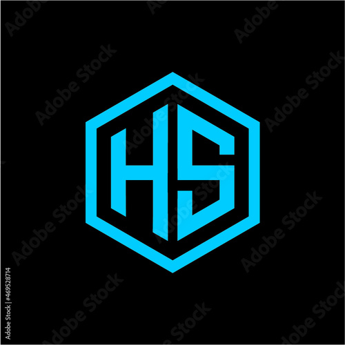 HS initial hexagon badge logo vector image