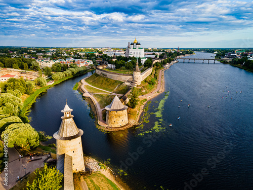 Aerial of the Kremlin of Pskov, UNESCO World Heritage Site, Pskov photo