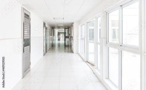 Empty long corridor in hospital