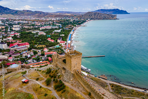 Aerial of the Genoese fortress of Sudak, Crimea