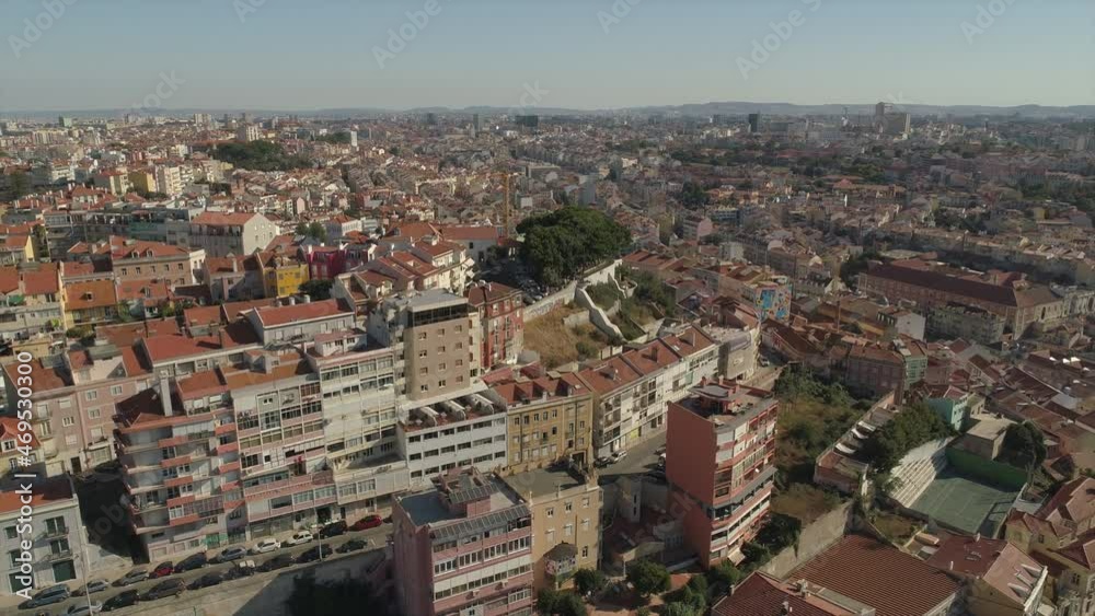 sunny day lisbon famous quarter cityscape aerial panorama 4k portugal sunny day lisbon famous quarter cityscape aerial panorama 4k portugal