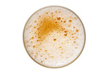 Beer in glass. Beer foam isolated on white background. View from above.