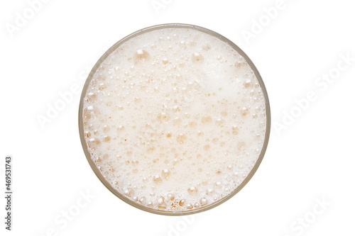 Beer foam isolated on white background. View from above.