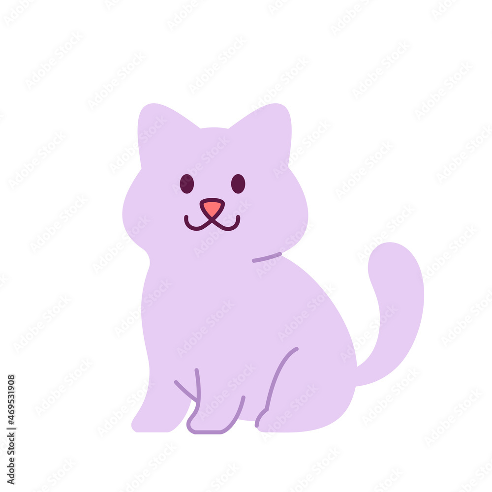 Cute cartoon sitting cat vector illustration
