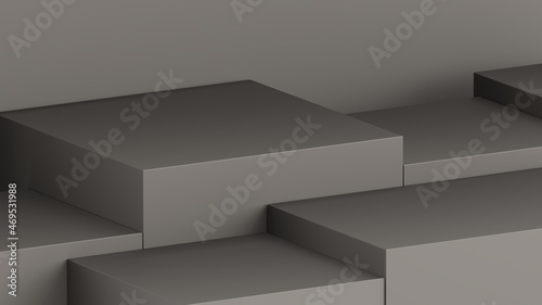 background studio pedestal cubes metal gray 3d render
