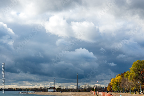 Clouds over the public beaches of Toronto s Beaches neighbourhood shot in November.