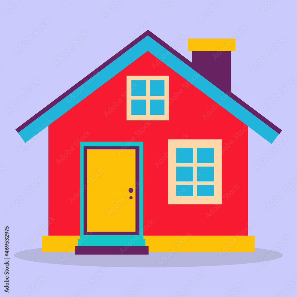 Flat vector house design. The red house icon. A set of Business elements.