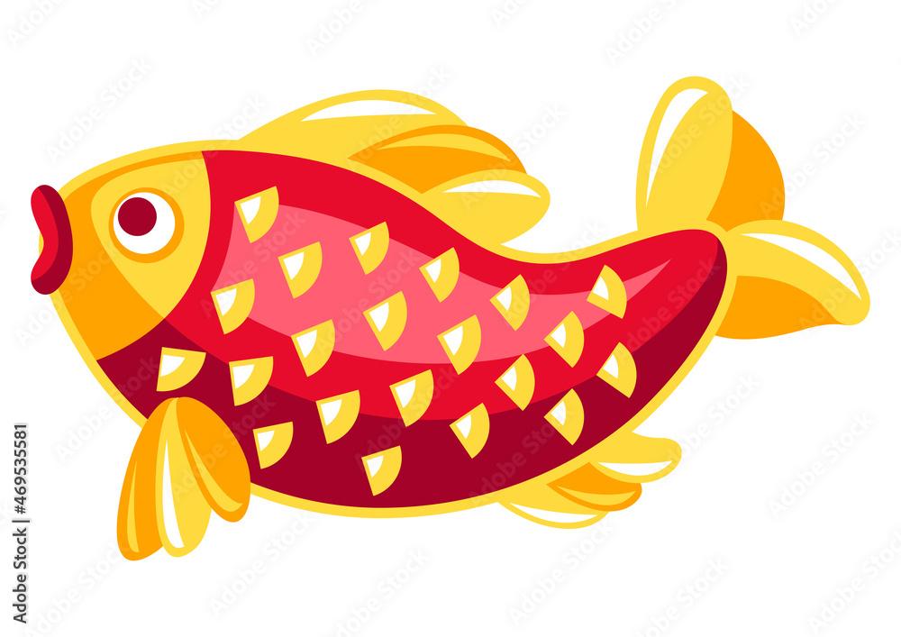 Illustration of Chinese fish. Asian tradition New Year symbol. Stock