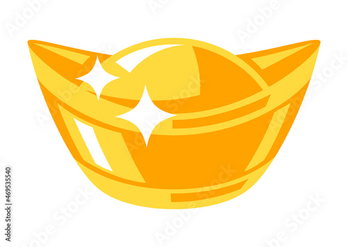 Illustration of Chinese gold ingot. Asian tradition New Year symbol.