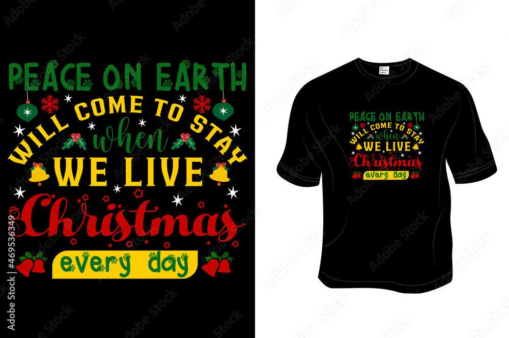 Christmas T- Shirt, Unisex, 100% Typography, Vector graphic for t shirt and print design. Greeting card,  Poster, Mug Design.