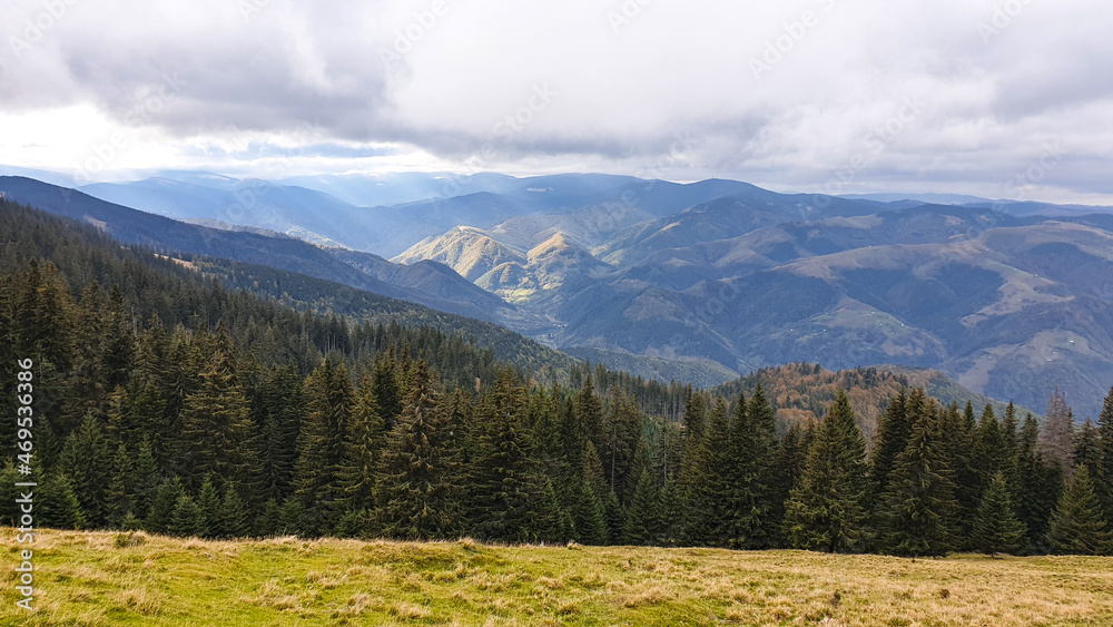 landscape in autumn, Lotrului Mountains, Romania

