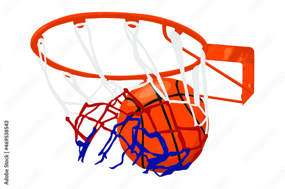 basketball hoop and ball in the basket