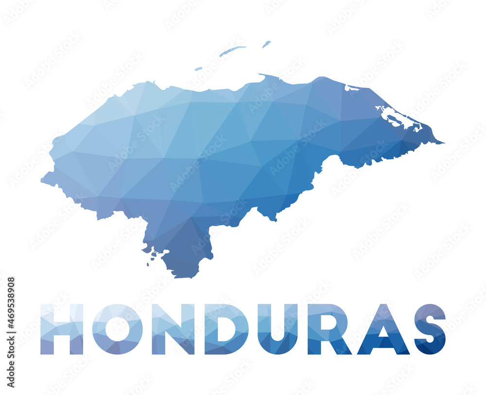 Low poly map of Honduras. Geometric illustration of the country. Honduras polygonal map. Technology, internet, network concept. Vector illustration.