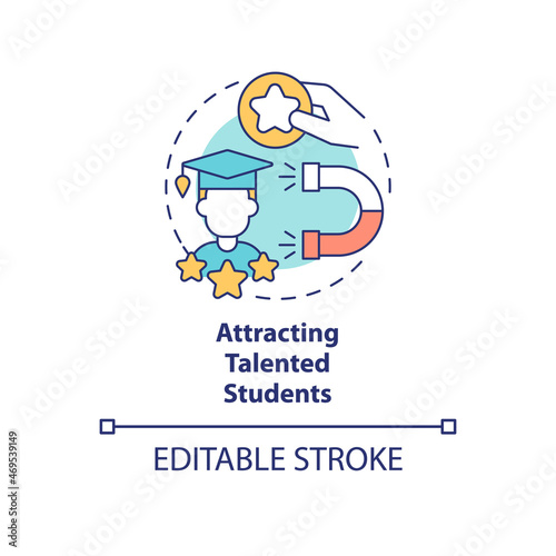 Attracting talented students concept icon. University and company collaboration. Graduate recruitment abstract idea thin line illustration. Vector isolated outline color drawing. Editable stroke