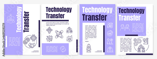 Technology dissemination brochure template. Sharing experience. Flyer, booklet, leaflet print, cover design with linear icons. Vector layouts for presentation, annual reports, advertisement pages