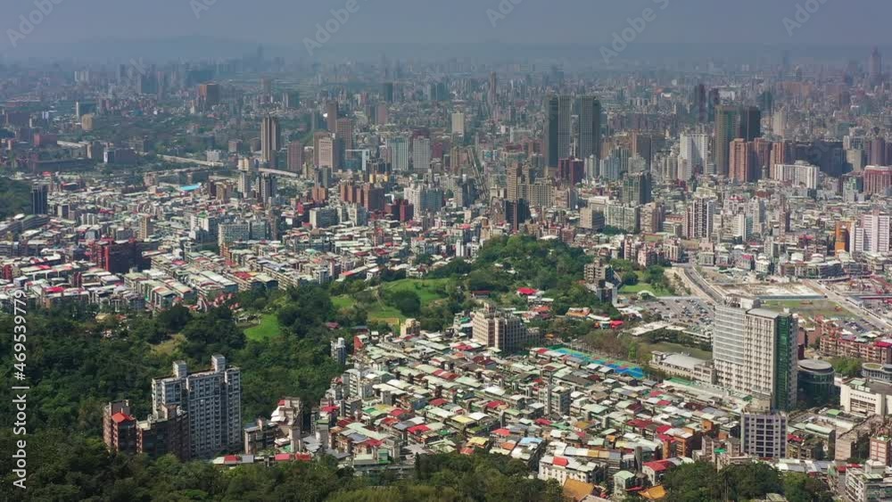 sunny day taipei cityscape aerial panorama 4k taiwan
