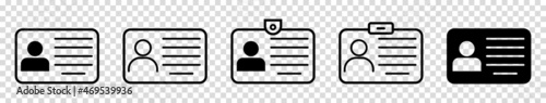 ID card icons. Line art style. Driver license, staff identification card. Symbol for website and mobile app isolated on transparent background