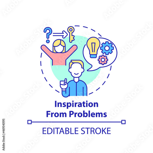 Inspiration from problems concept icon. Entrepreneur characteristic abstract idea thin line illustration. Finding effective solutions. Vector isolated outline color drawing. Editable stroke