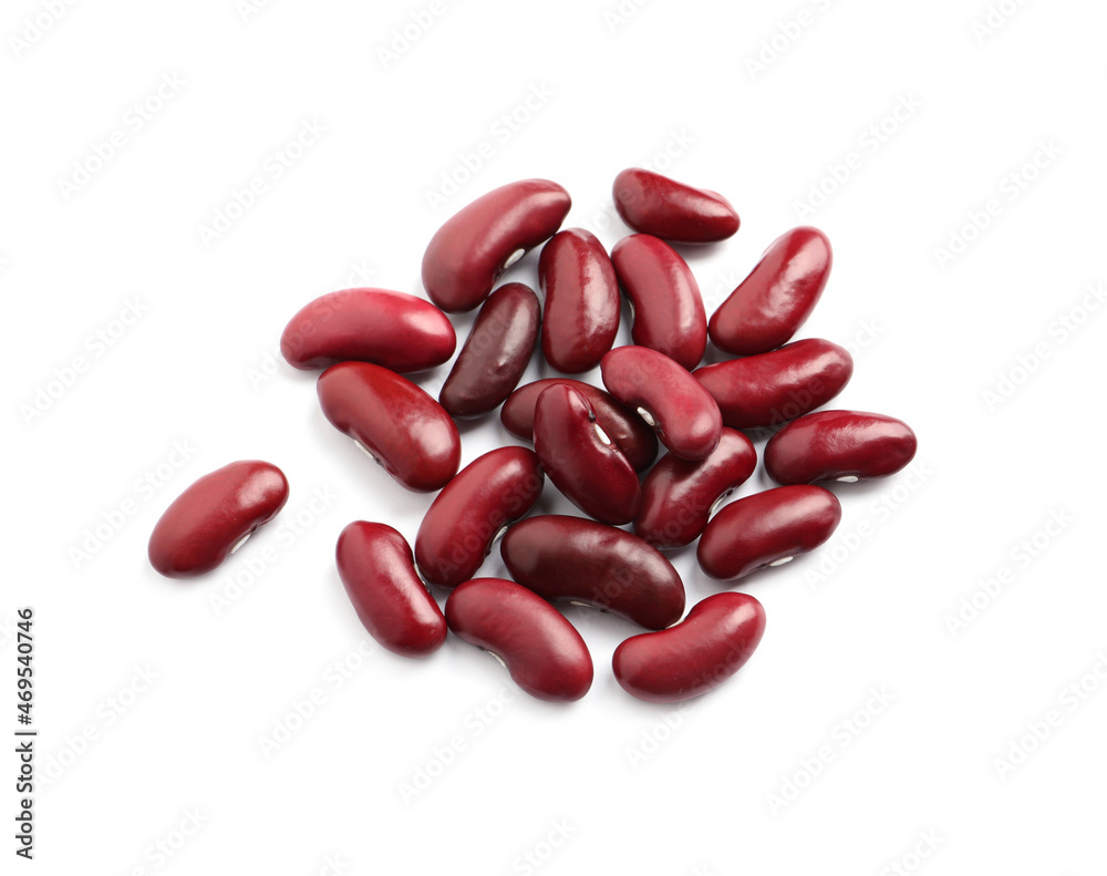 Pile of red beans on white background, top view Pile of red beans on white background, top view