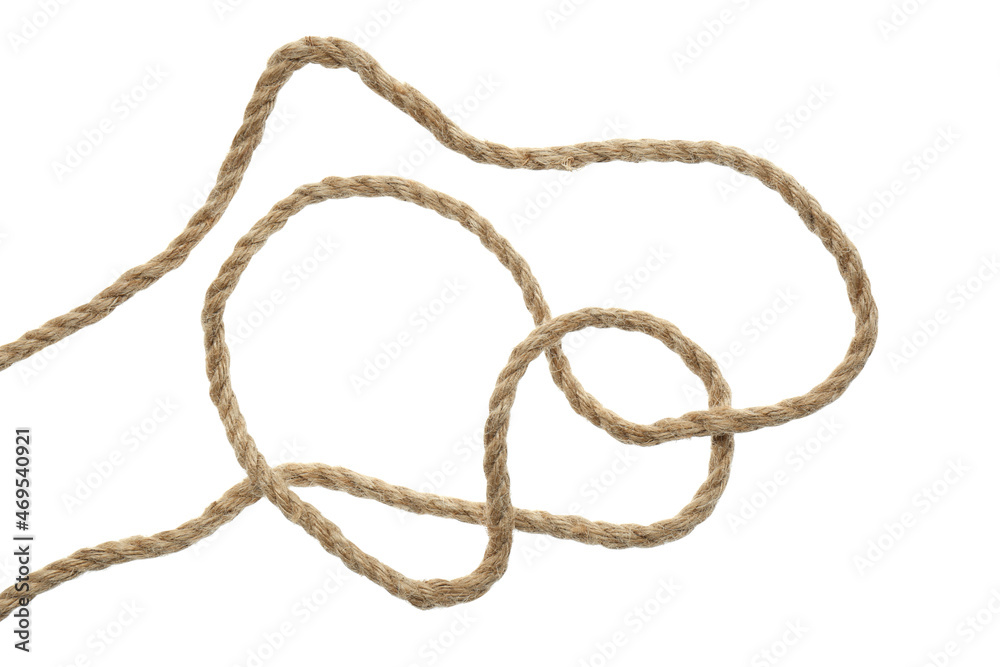 Hemp rope with loop on white background