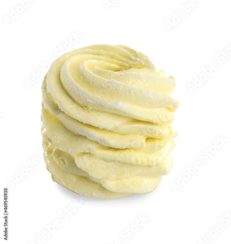 One delicious yellow zephyr isolated on white