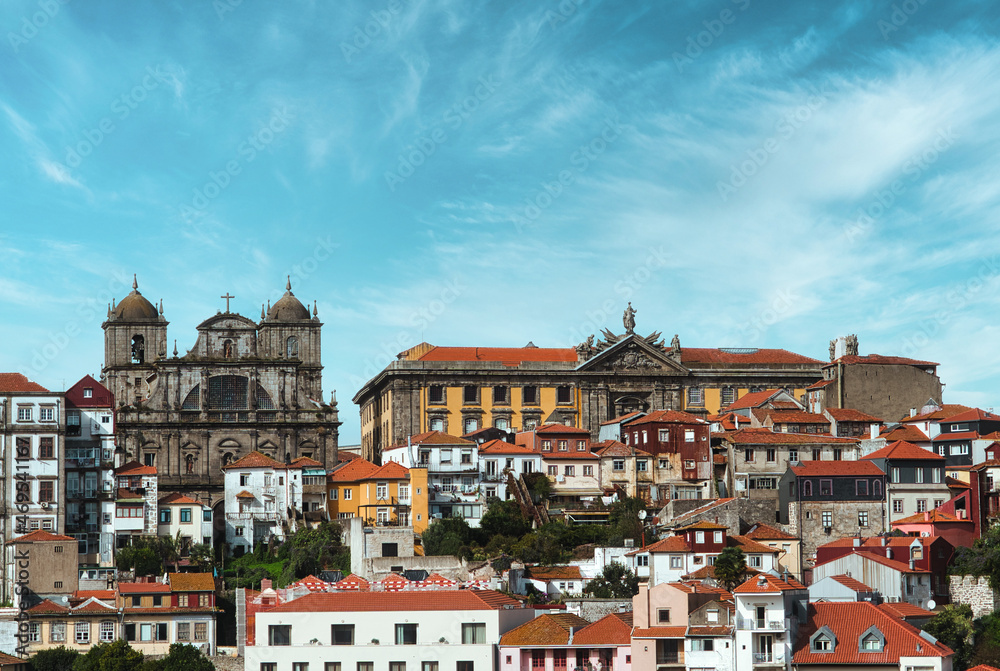 Fototapeta premium Panoramic view of São Bento da Vitoria Monastery and Portuguese Centre of Photography. Oporto,Portugal.