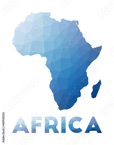Low poly map of Africa. Geometric illustration of the continent. Africa polygonal map. Technology, internet, network concept. Vector illustration.