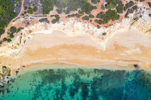 Portugal Algarve beach Praia da Marinha sea ocean drone view aerial photo from above