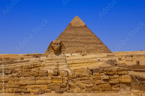 The great pyramids and Sphinx monument  Giza  Cairo  Egypt