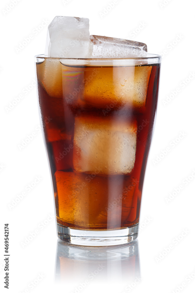 Cola drink lemonade softdrink in a glass isolated on white Cola drink lemonade softdrink in a glass isolated on white