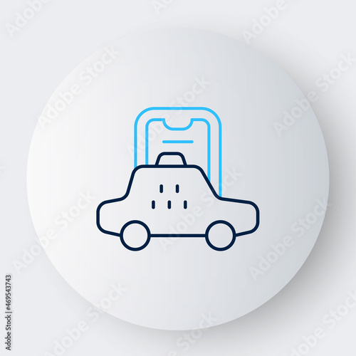 Line Taxi mobile app icon isolated on white background. Mobile application taxi. Colorful outline concept. Vector