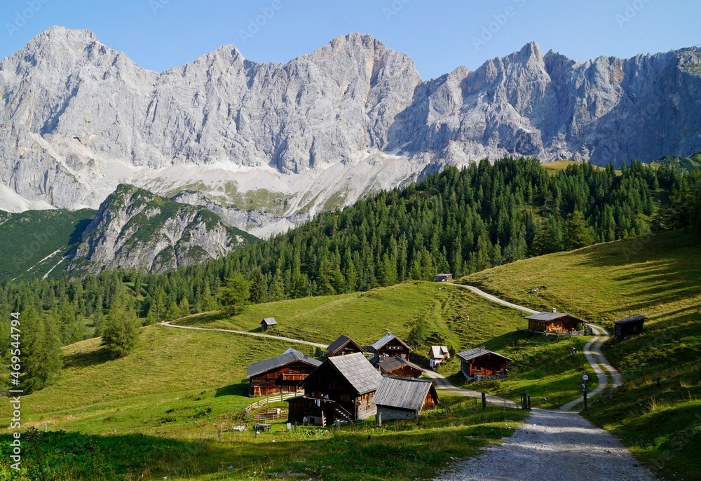 a beautiful alpine village in the Austrian Alps of the Dachstein region (Styria in Austria)	