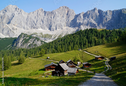a beautiful alpine village in the Austrian Alps of the Dachstein region (Styria in Austria) 
