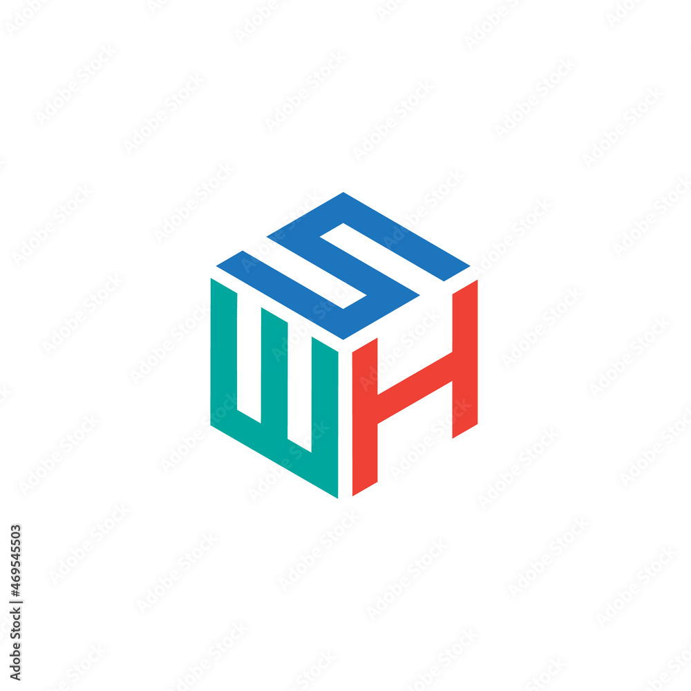 Hexagon logo with the letters SWH design Hexagon logo with the letters SWH design