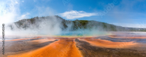 Famous Grand Prismatic Spring basin in Yellowstone National Park