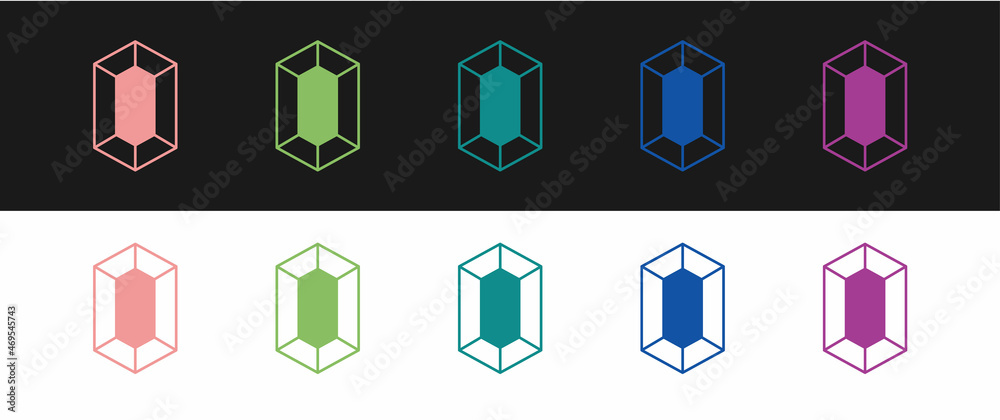 Set Gem stone icon isolated on black and white background. Jewelry symbol. Diamond. Vector Set Gem stone icon isolated on black and white background. Jewelry symbol. Diamond. Vector