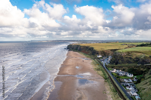 Aerial view of Downhill beach at County Antrim coastline - Northern Ireland photo