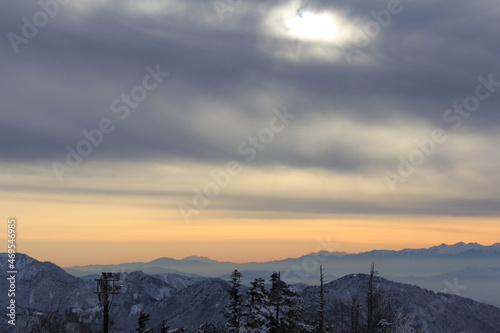 Sunset in Japan mountains, Japanese mountains, sky