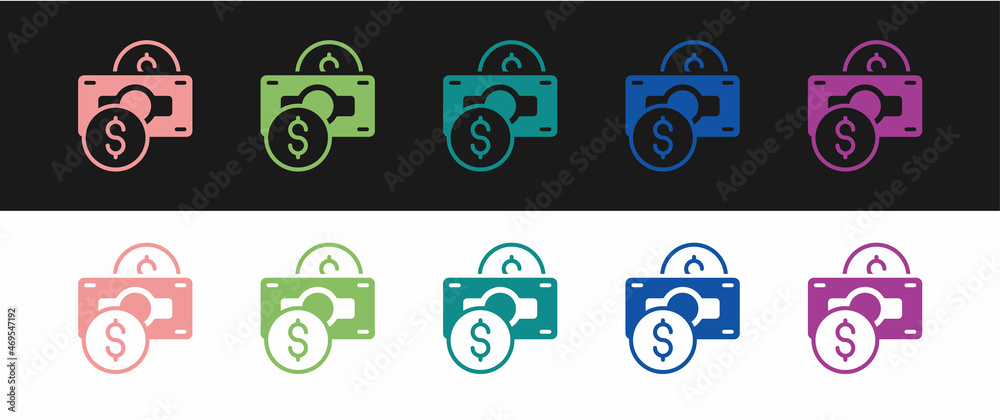 Set Stacks paper money cash icon isolated on black and white background. Money banknotes stacks. Bill currency. Vector Set Stacks paper money cash icon isolated on black and white background. Money banknotes stacks. Bill currency. Vector