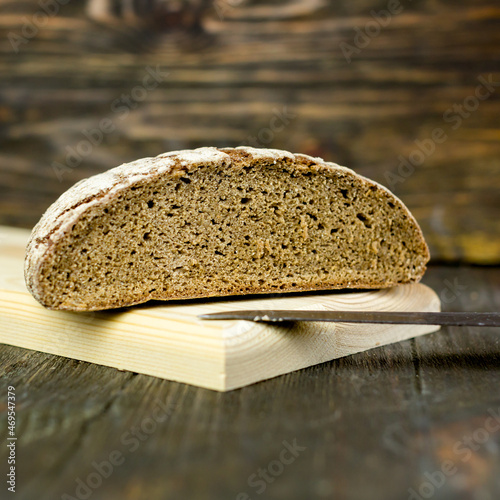 black bread on a brown background