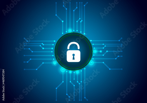 emotet virus on a dark blue background with a padlock