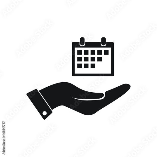 Web line icon. Calendar in hand