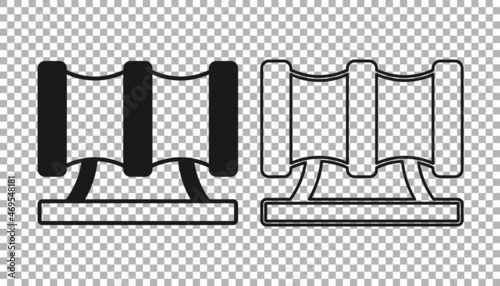 Black Kid playground slide pipe icon isolated on transparent background. Vector