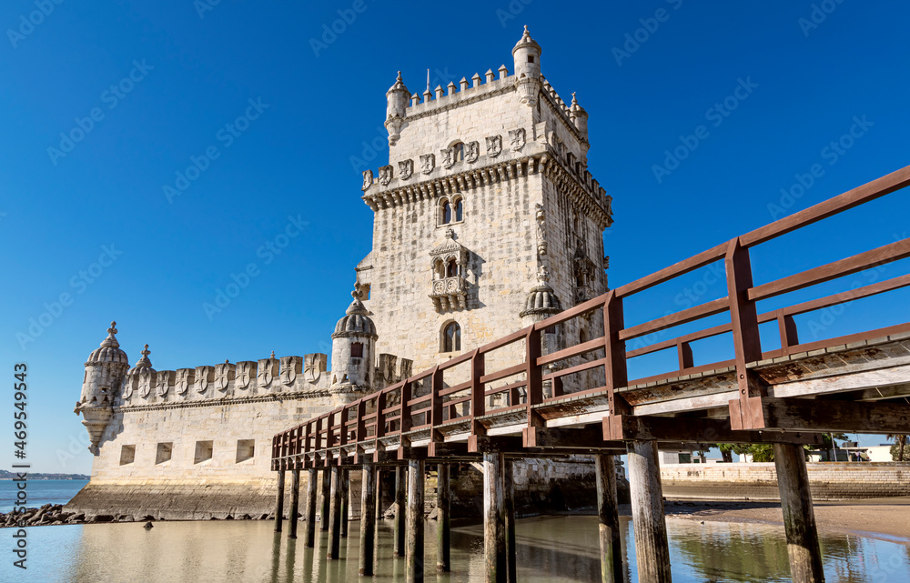 Belem Tower known also as Tower of Saint Vincent, landmark of Lisbon